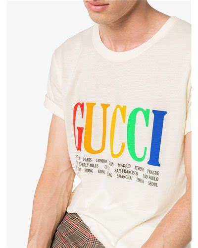 gucci rainbow cities print cotton t shirt|gucci polo shirts for men.